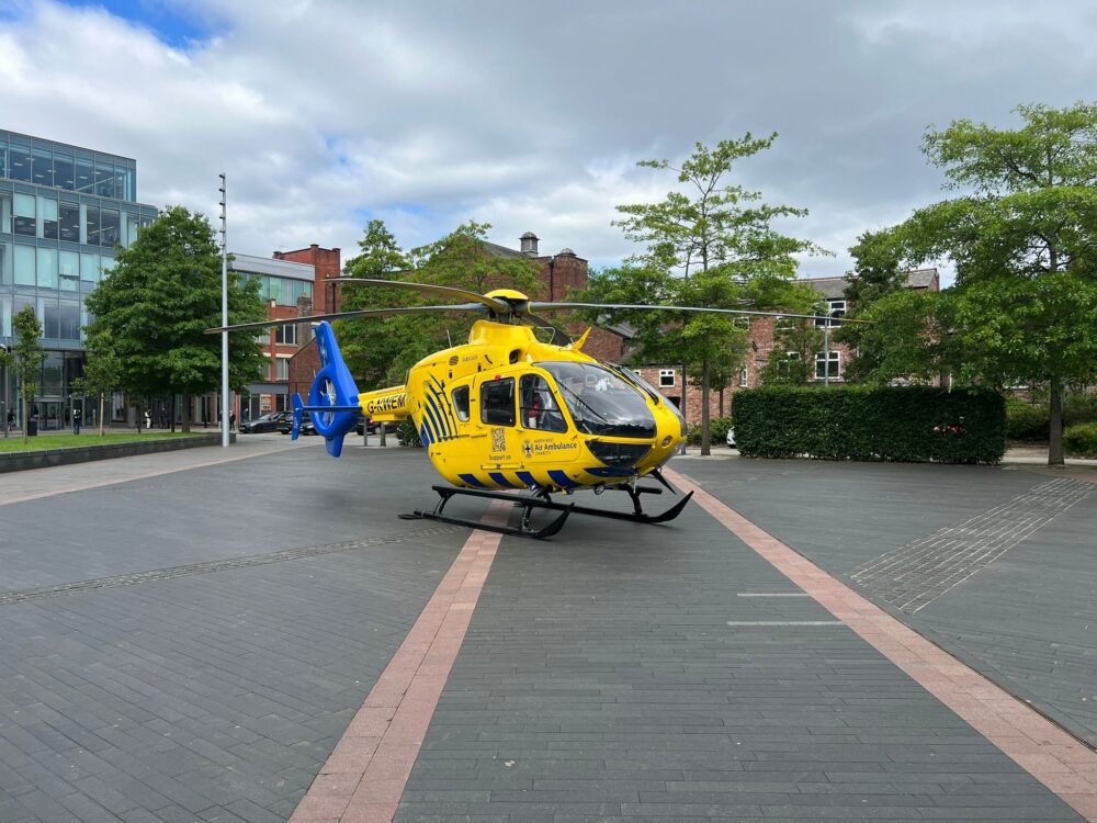 North West Air Ambulance Helicopter in town centre