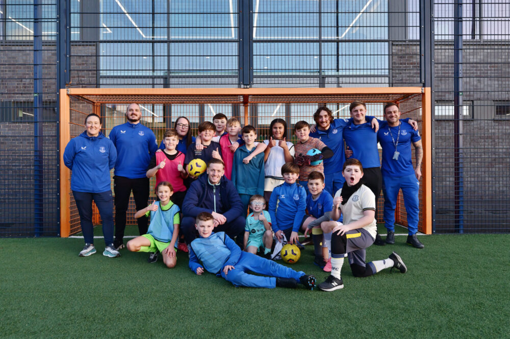 Jordan Pickford meets EtiC participant Charlie. Credit: Everton in the Community