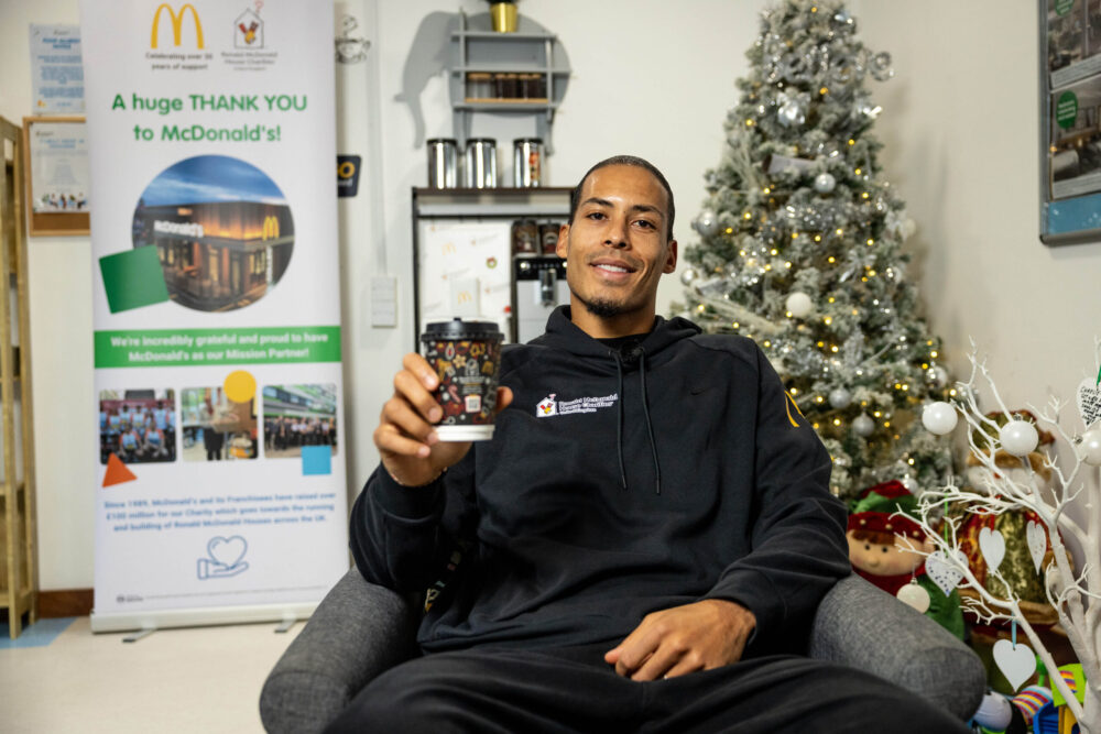 Virgil Van Dijk visits Ronald McDonald House Alder Hey. Credit: James Speakman / PA