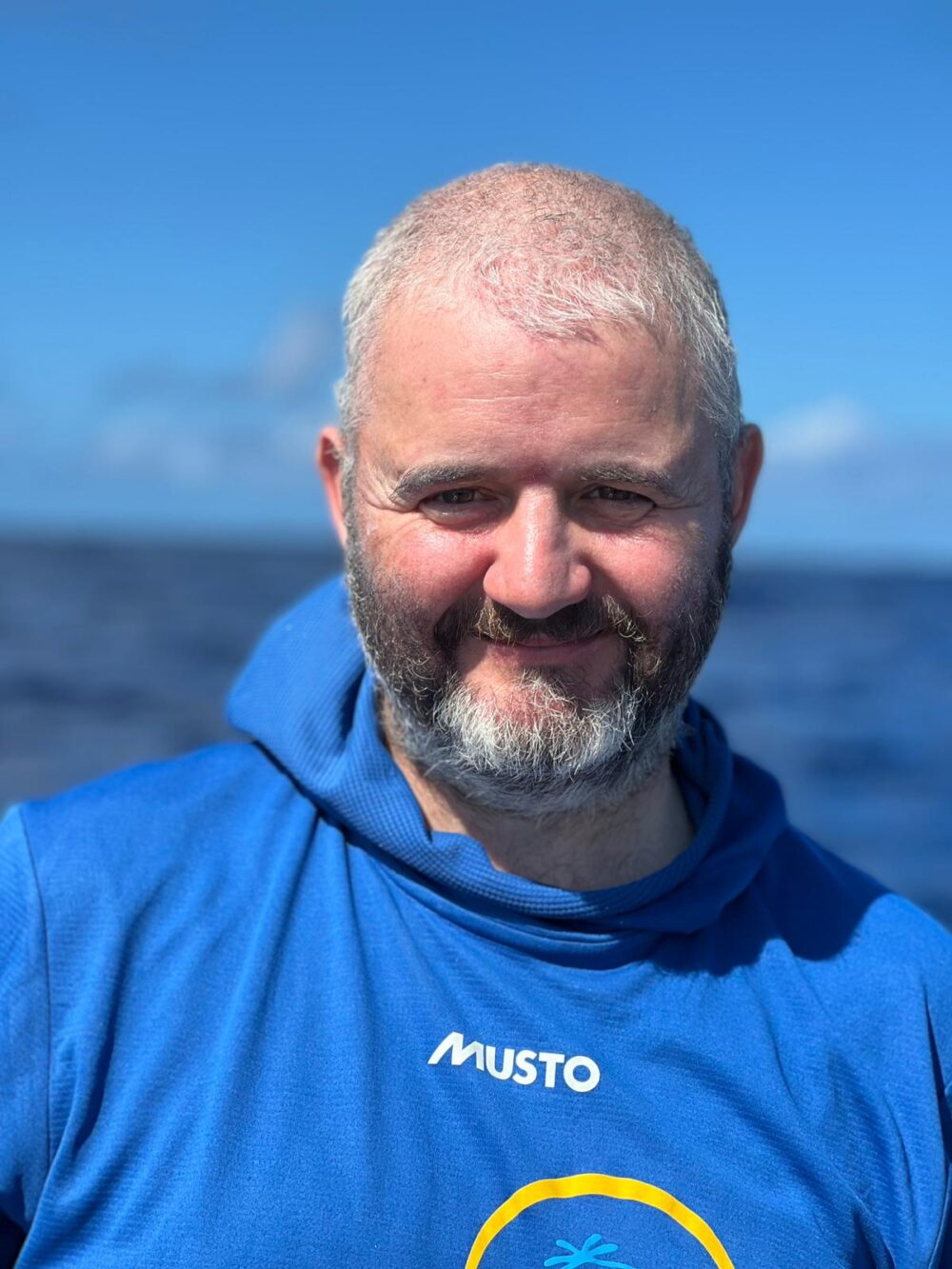 Damian McCafferty sailing the Atlantic on behalf of Claire House