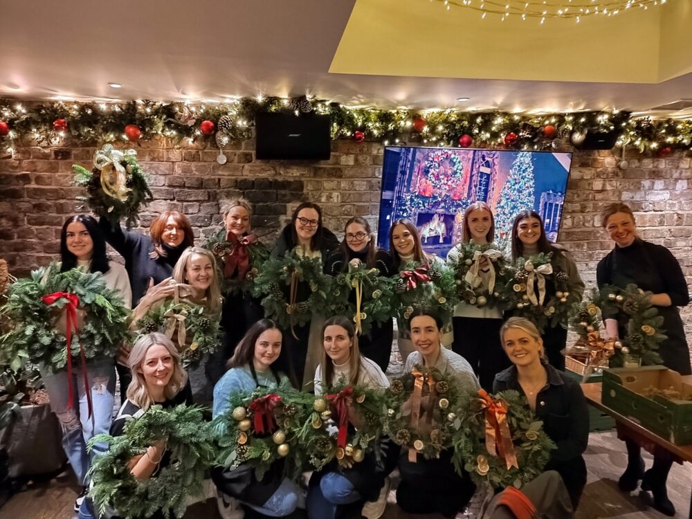 Duke Street wreath class - group photo Nov 2023 - first class. Somerset Blooms