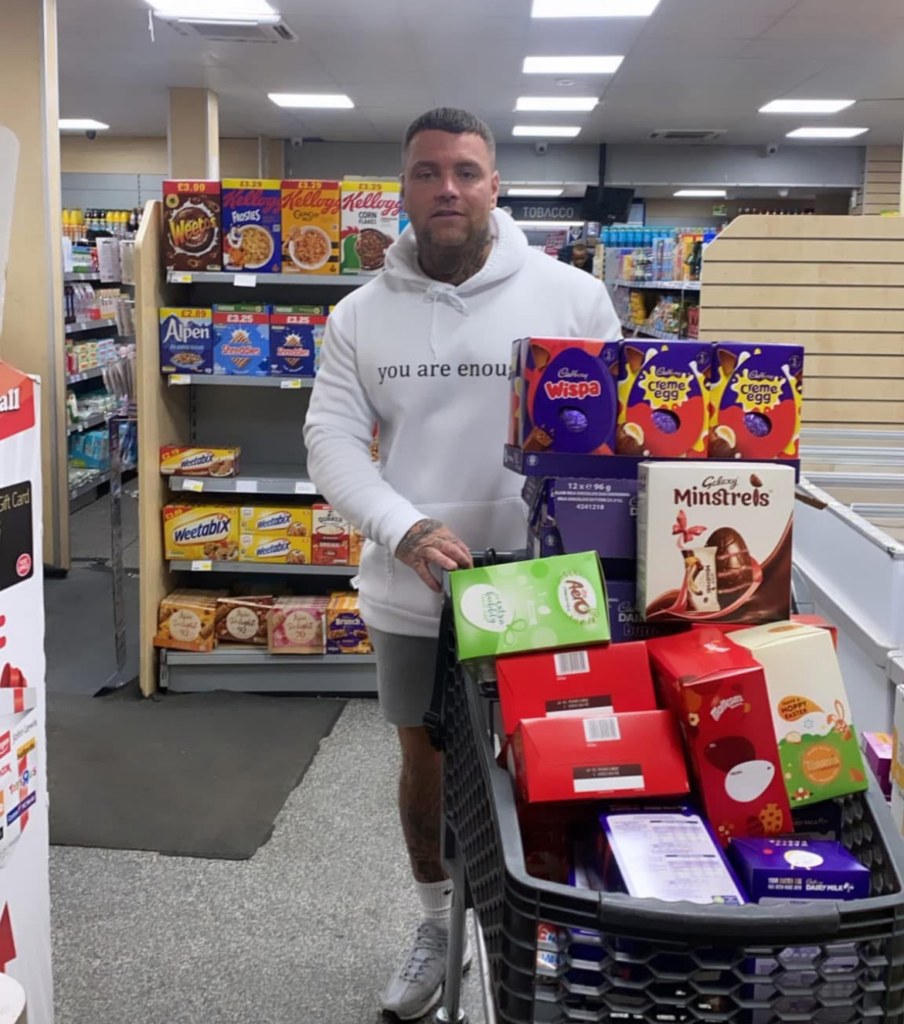 Jon with Easter eggs to hand out