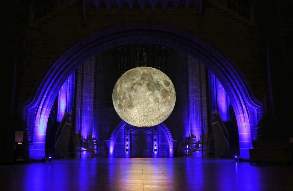 Museum of the Moon by Luke Jerram at Liverpool Cathedral. Images by Gareth Jones