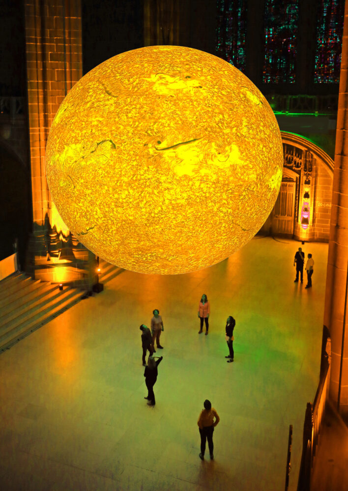 Museum of the Moon by Luke Jerram at Liverpool Cathedral.
