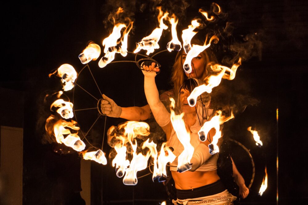 Performers at the first Liverpool Fire Arts Festival