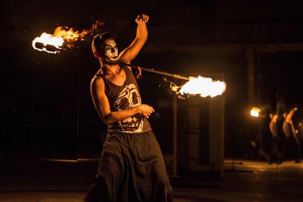 Performers at the first Liverpool Fire Arts Festival