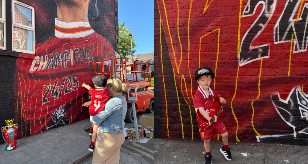 Little Reds superfan Isaac sings Virgil van Dijk anthem to celebrate new mural of his hero
