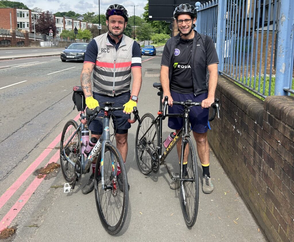 Rich (in the grey vest) and Lee get ready for their epic ride
