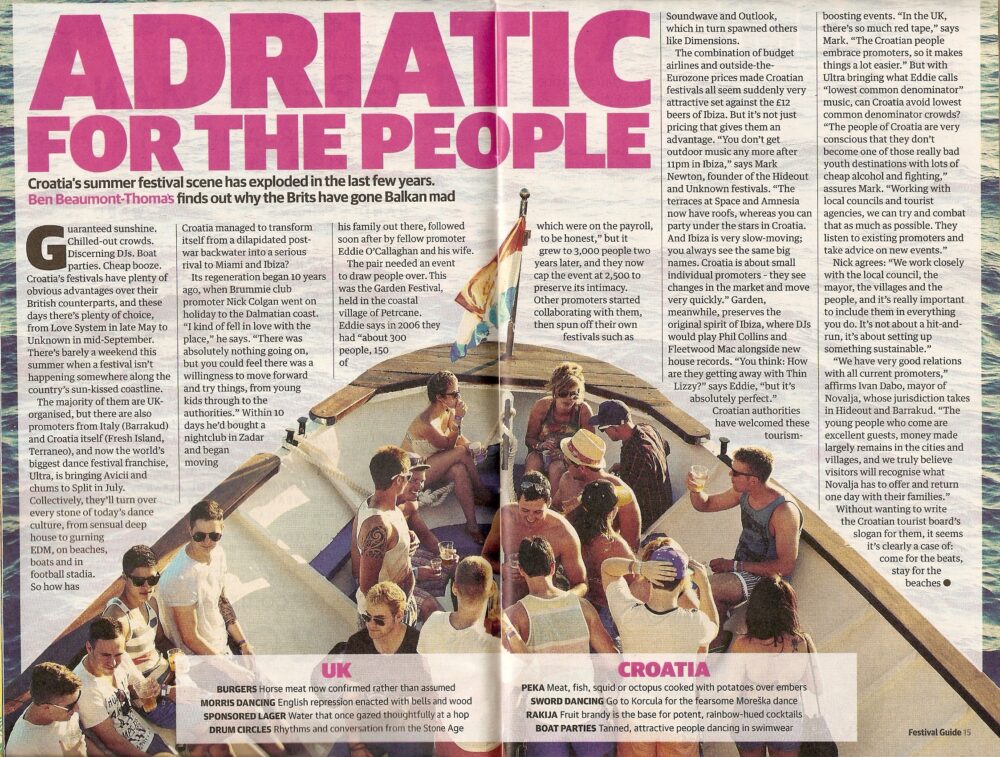 Damo Jones - The Guardian Guide - Sat 11th May 2013 - Croatia feature