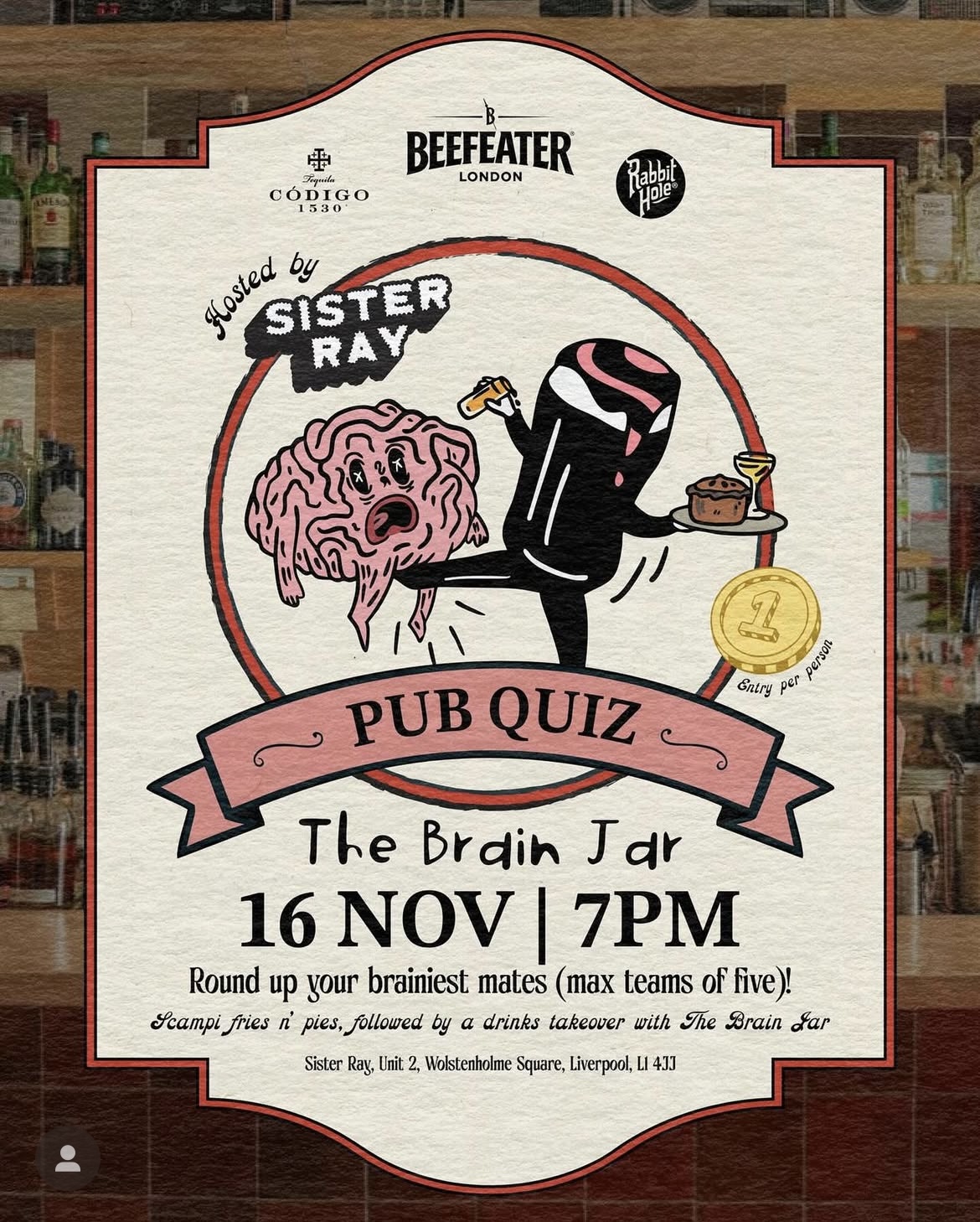 Sister Ray x Brain Jar pub quiz