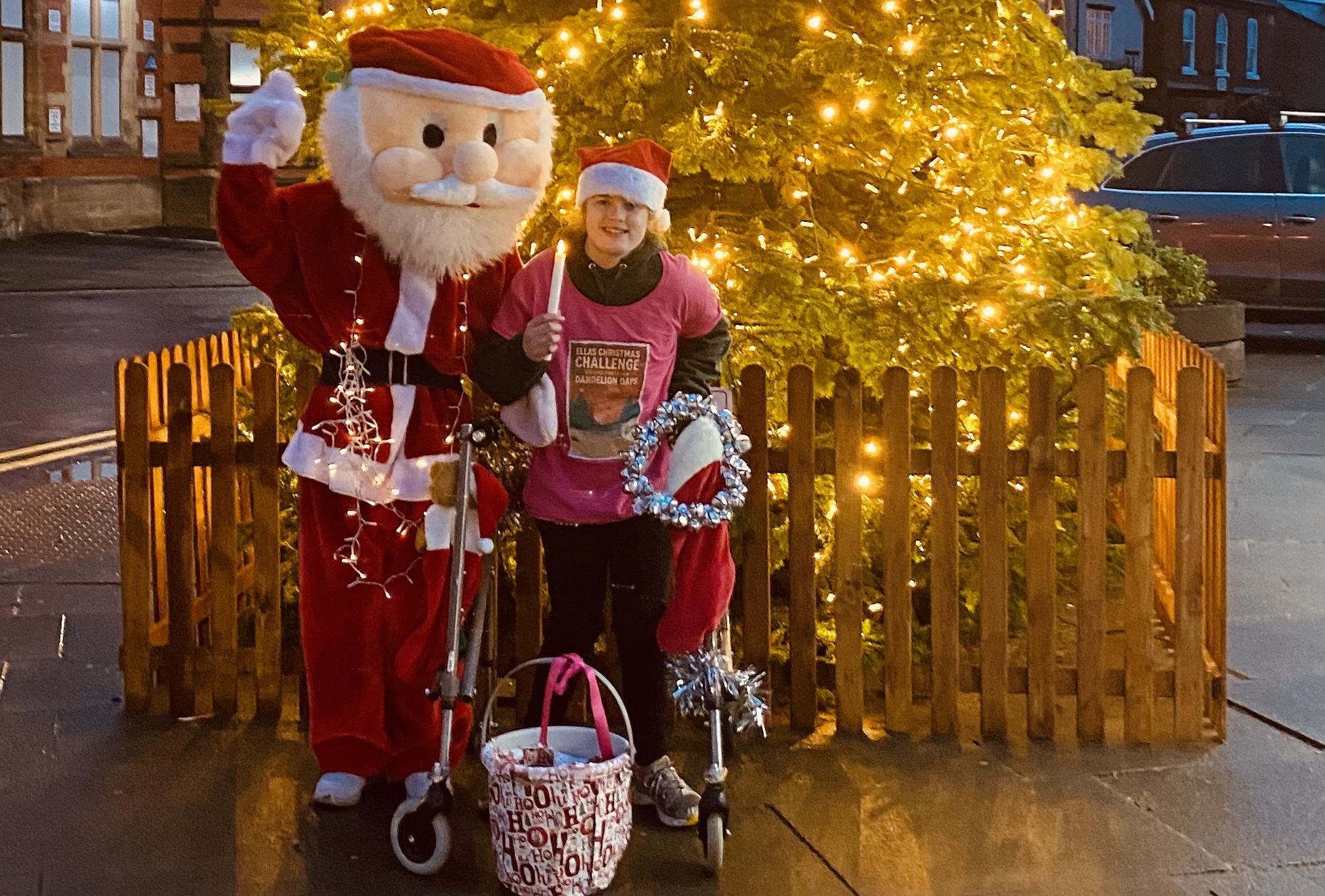 Teen with cerebral palsy walks for charity in festive challenge