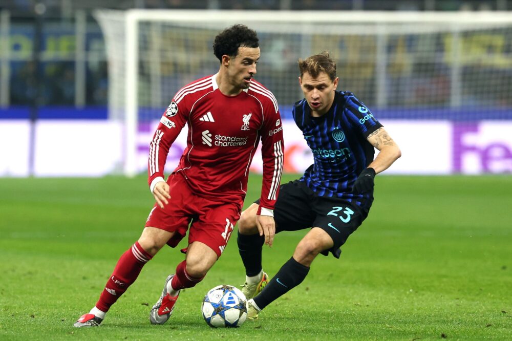 Jones (left) in action against Inter