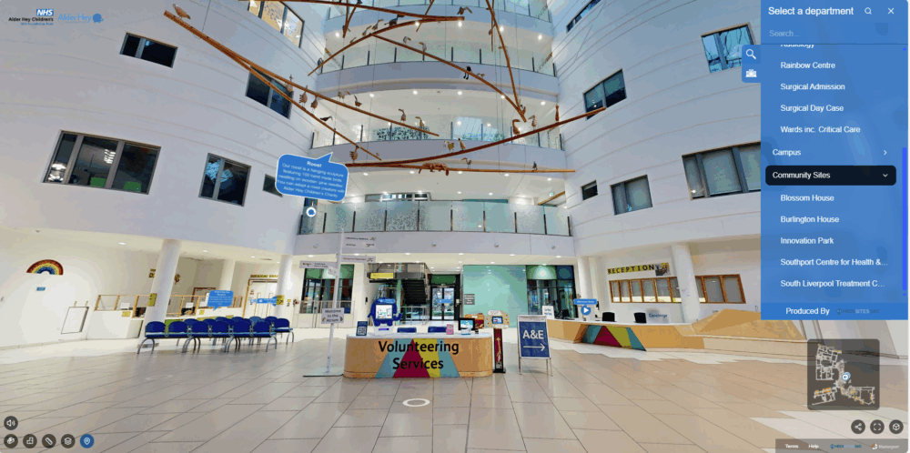 Alder Hey creates Europe’s largest full hospital map by expanding 360° virtual tour