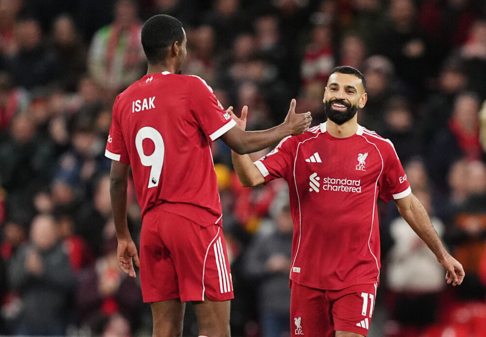 Credit: Martin Rickett / PA Arne Slot and Mohammed Salah The Guide Liverpool