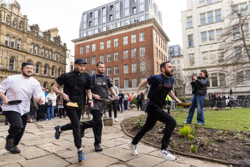 14 city chefs will go flipping flat-out to win this year’s Liverpool Pancake Race!