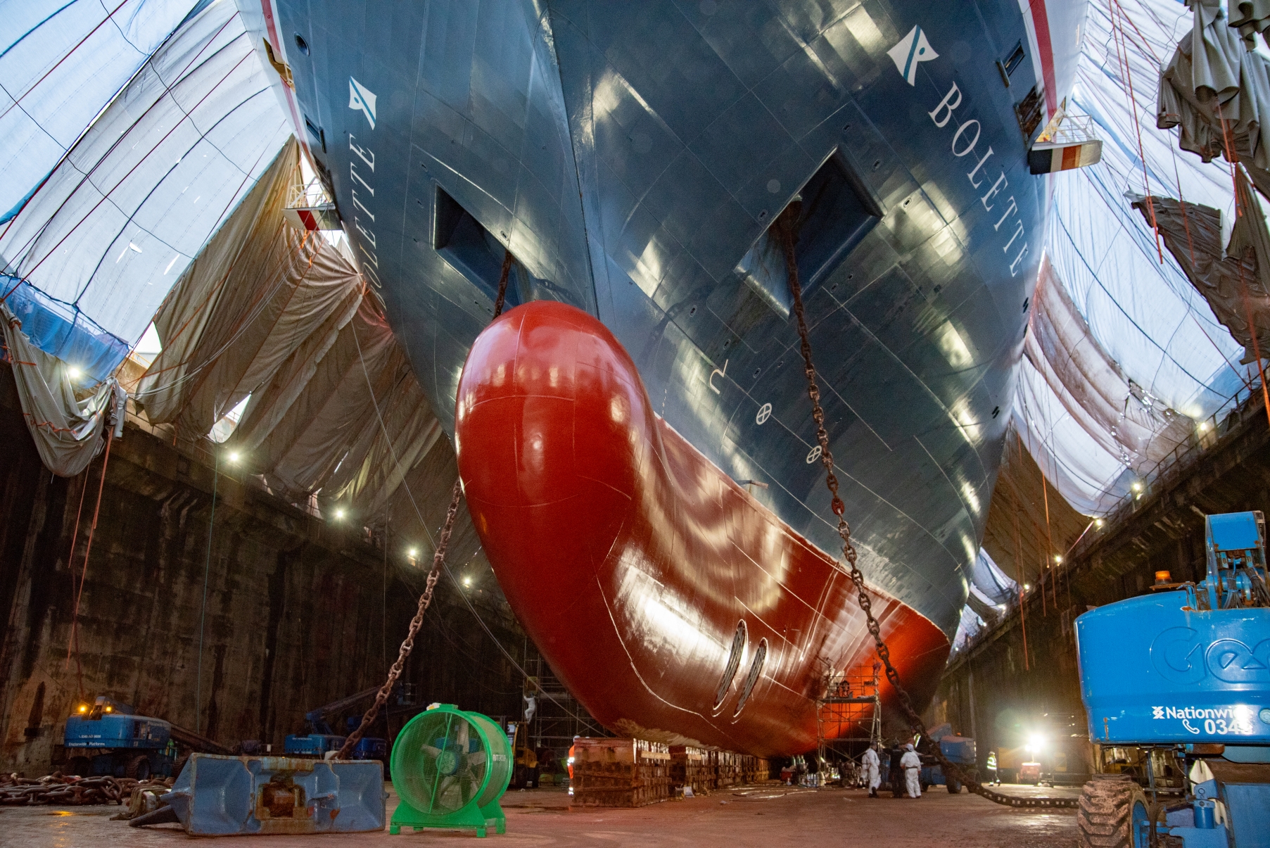 Fred. Olsen Cruise Liner Photo of Bolette's hull whilst dry docked