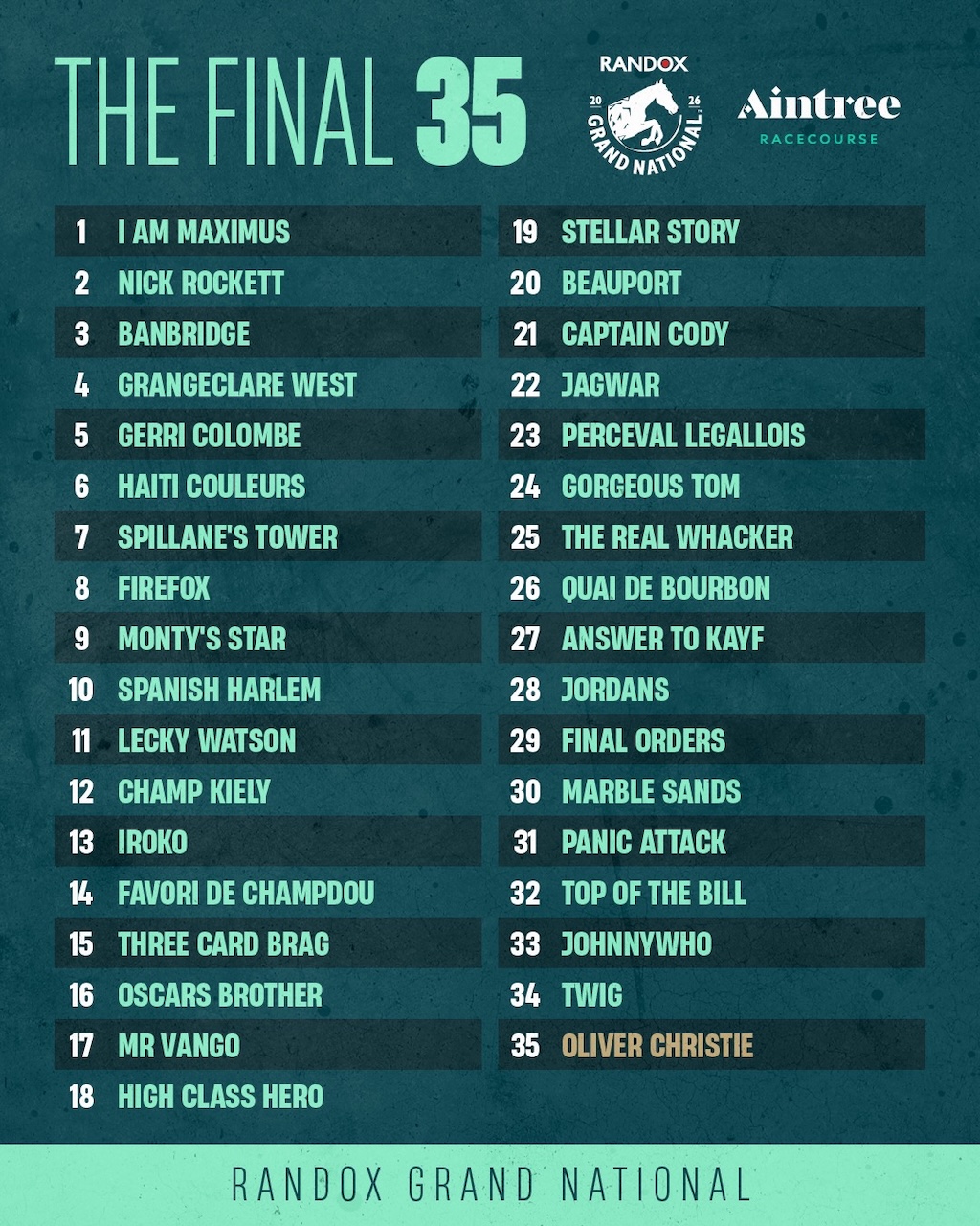 Grand National Race Card 2026