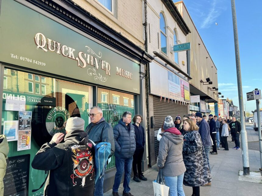 Crowds queued for hours to enjoy the annual Record Store Day event at Quicksilver Music in Southport. Photo by Andrew Brown Stand Up For Southport