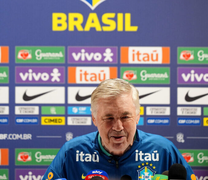 Brazil manager Carlo Ancelotti during a press conference at the Emirates Stadium, London. Picture date: Friday November 14, 2025.